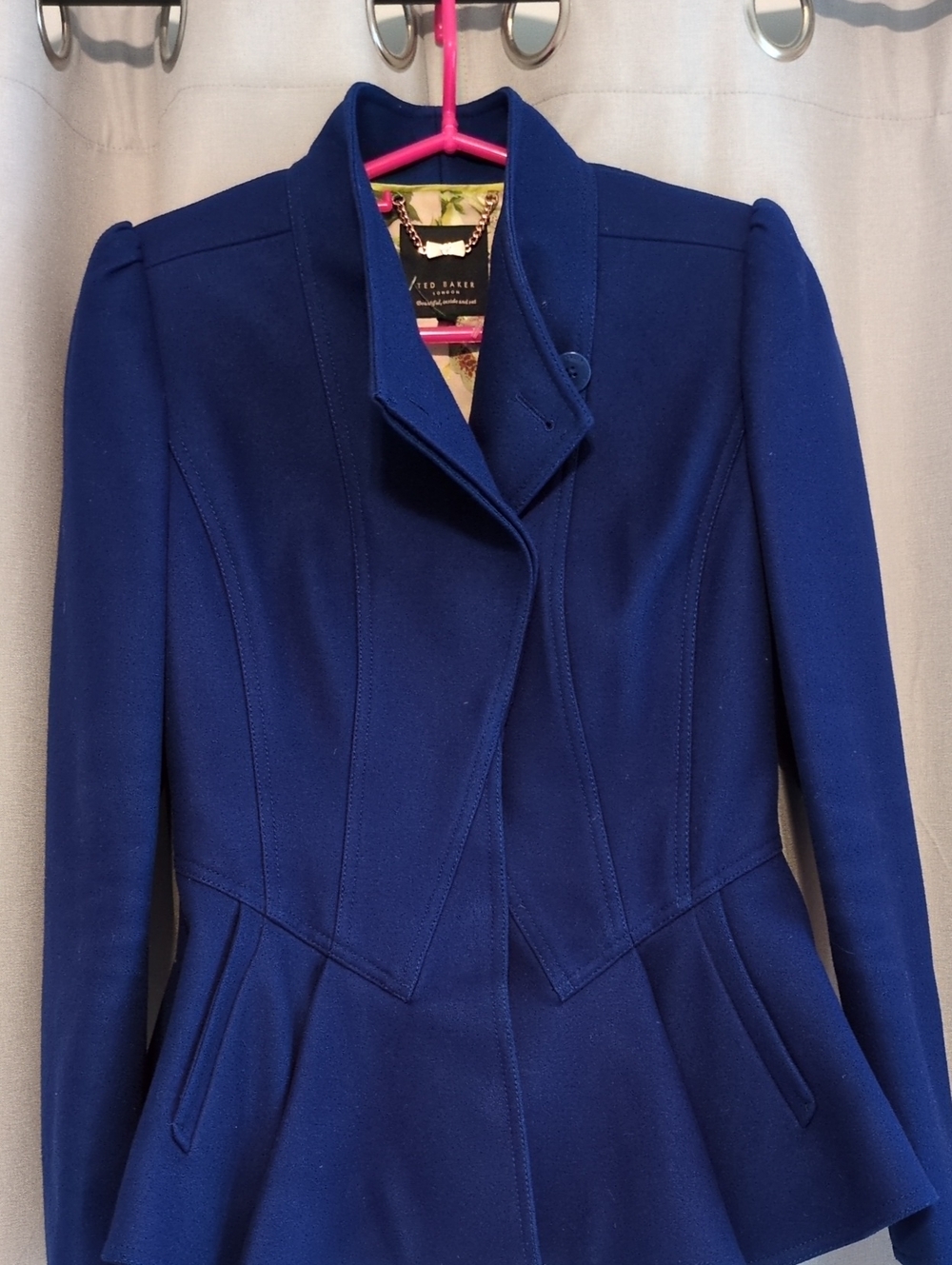Ted Baker Royal Blue Tailored Peplum Coat